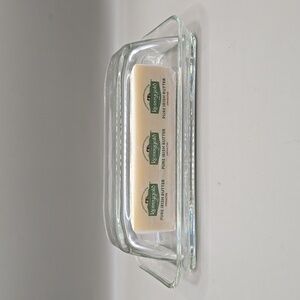 2-Piece Butter Dish w Lid Clear Glass Serveware Classic Minimalist